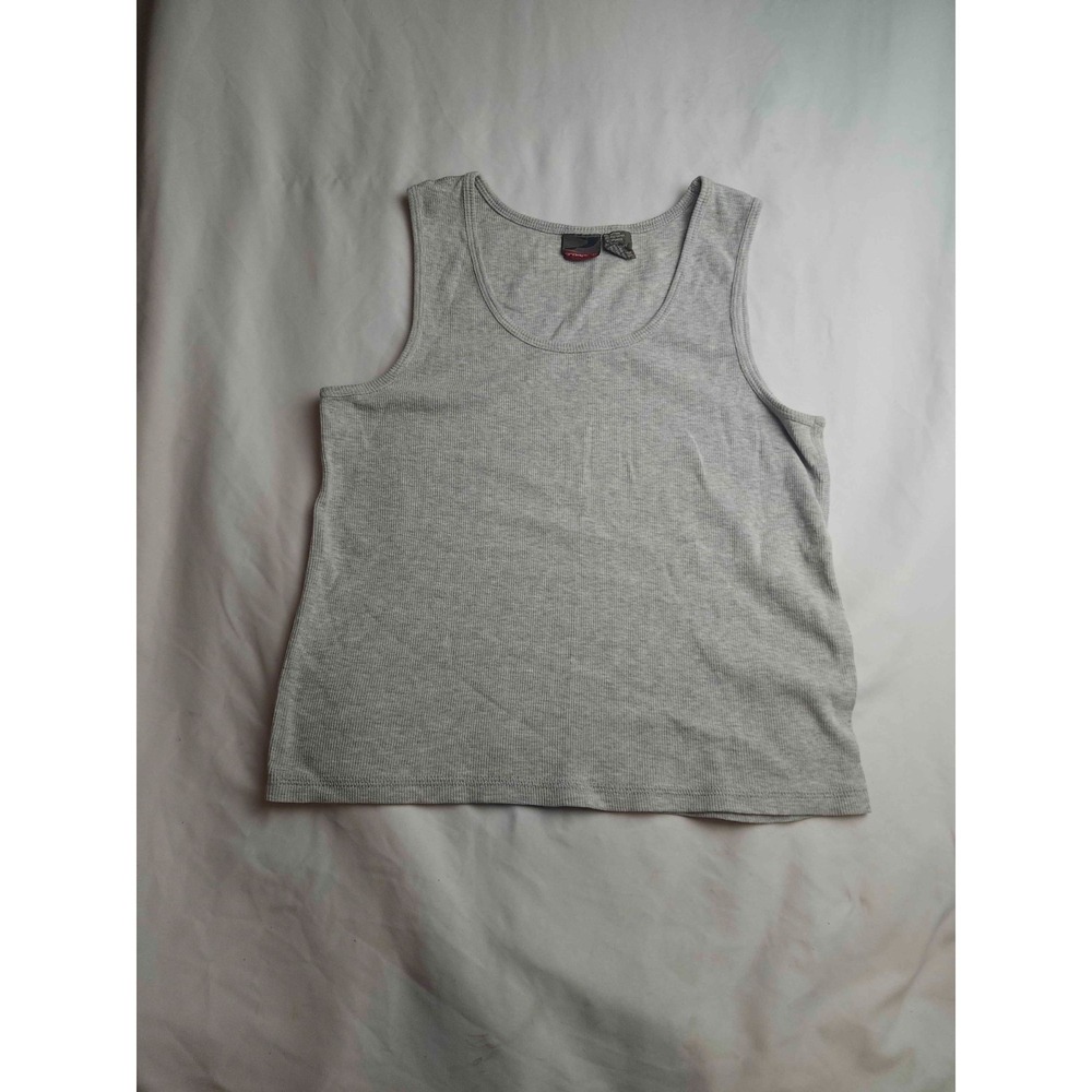 Prospirit Tank Top Womens Large Gray Ribbed Knit Casual Scoop Neck Sleeveless